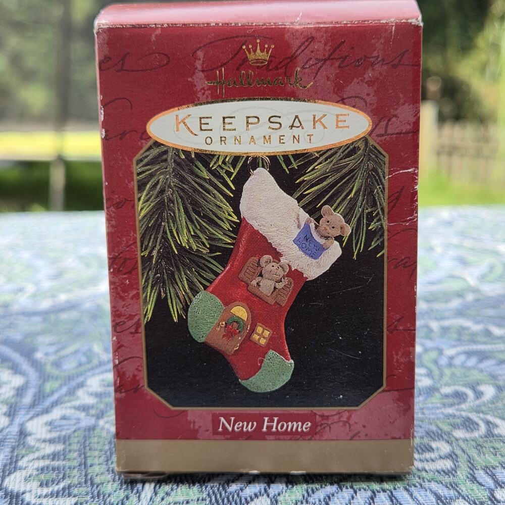1997 Hallmark Keepsake Ornament New Home Handcrafted Mice In Stocking NIB NEW SL